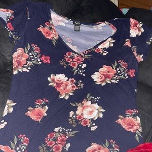 navy blue soft v neck top